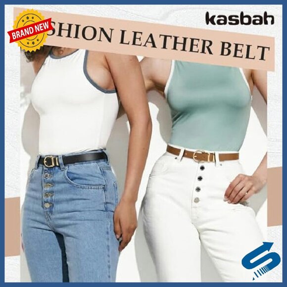 3-Pack Women\'s Leather Belts Gold Buckle Adjustable 39-51in main image 6